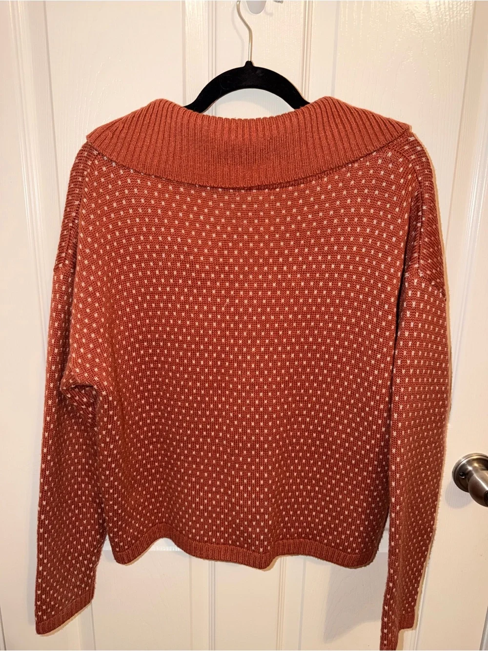Garnet Hill Burnt Orange w/ White Design Cardigan